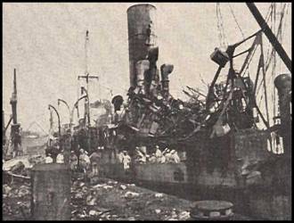 Anglų krovinininis garlaivis „Staikino forto“ po sprogimo