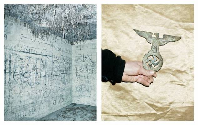 Lobių oeškotojai čia aptiko nacių artefaktų, taip pat ir šį ženklą.